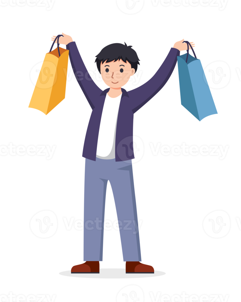 people shopping. People with shopping bags illustration png