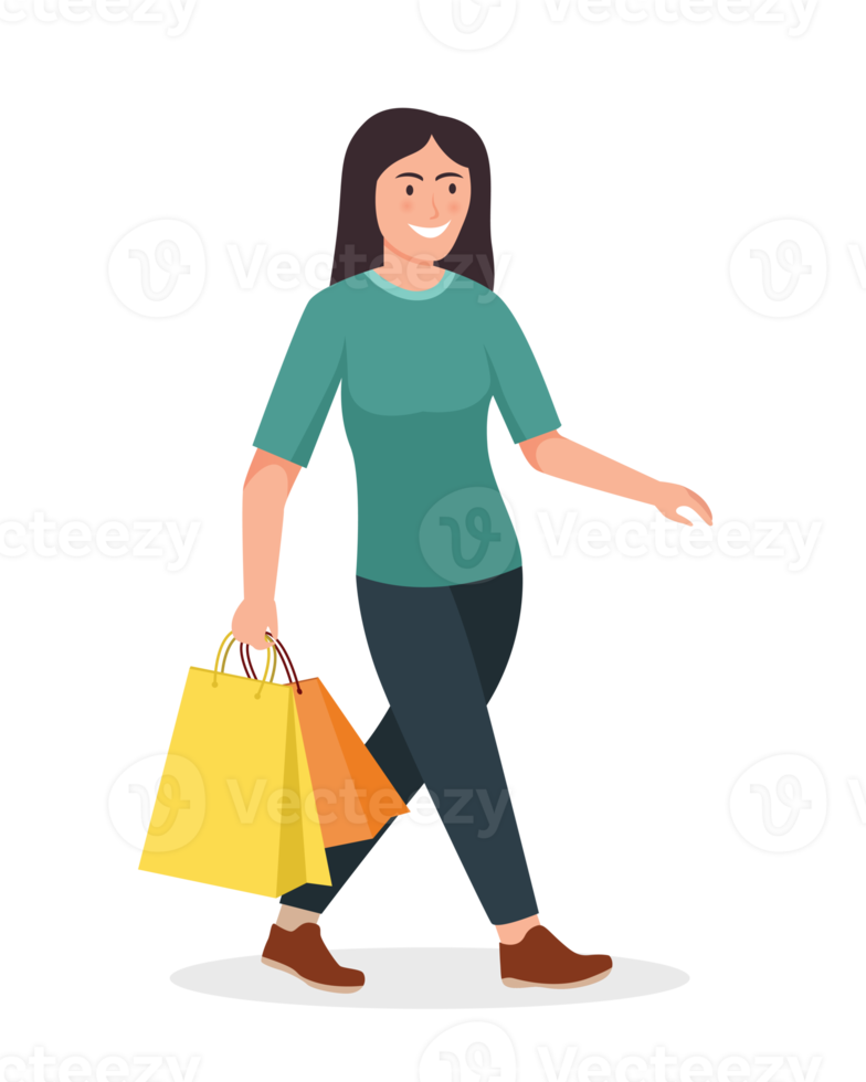 people shopping. People with shopping bags illustration png