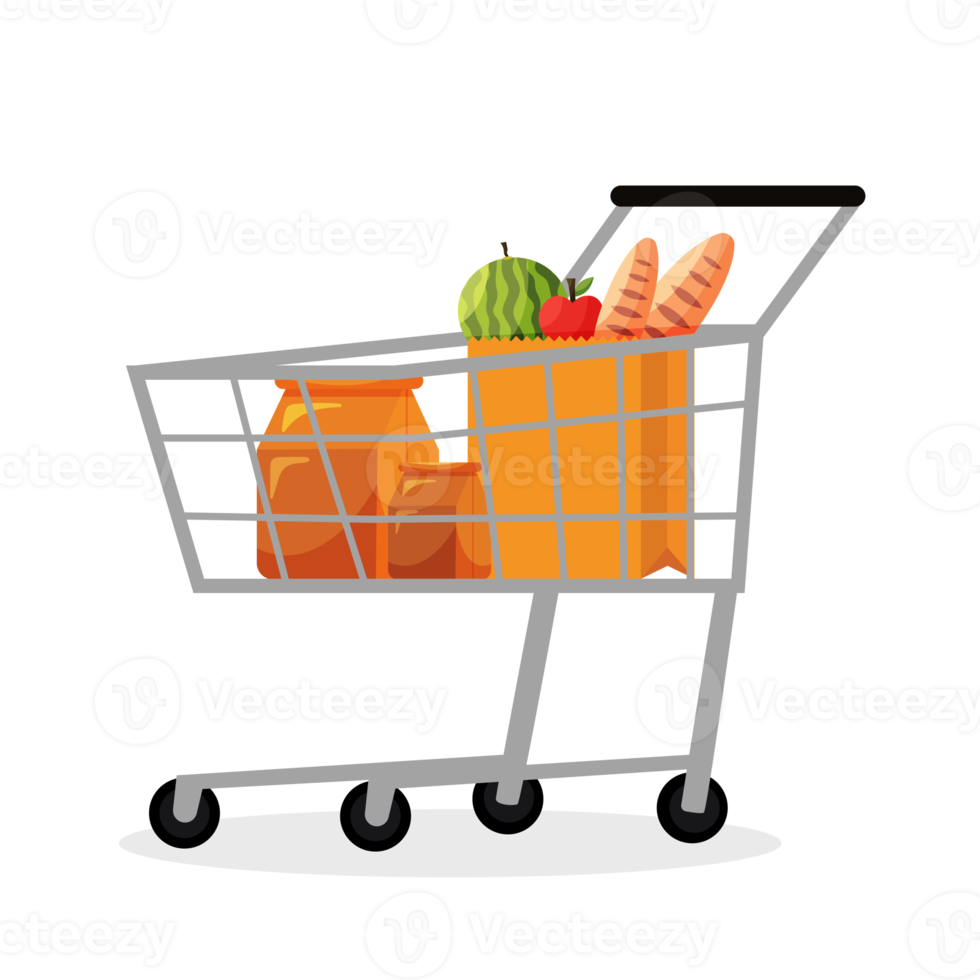 boodschappen doen kar geïsoleerd illustratie png