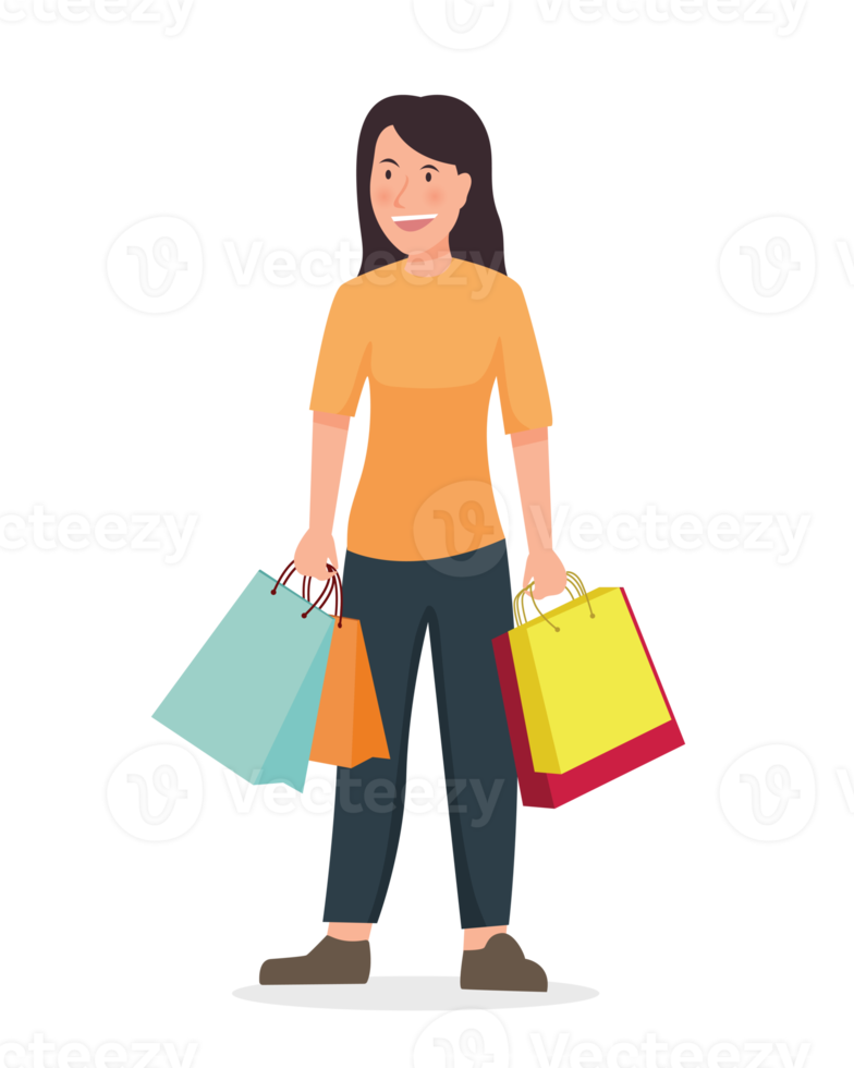 people shopping. People with shopping bags illustration png