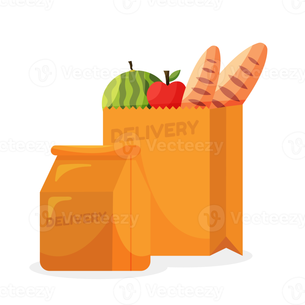 food paper bag element for delivery concept png