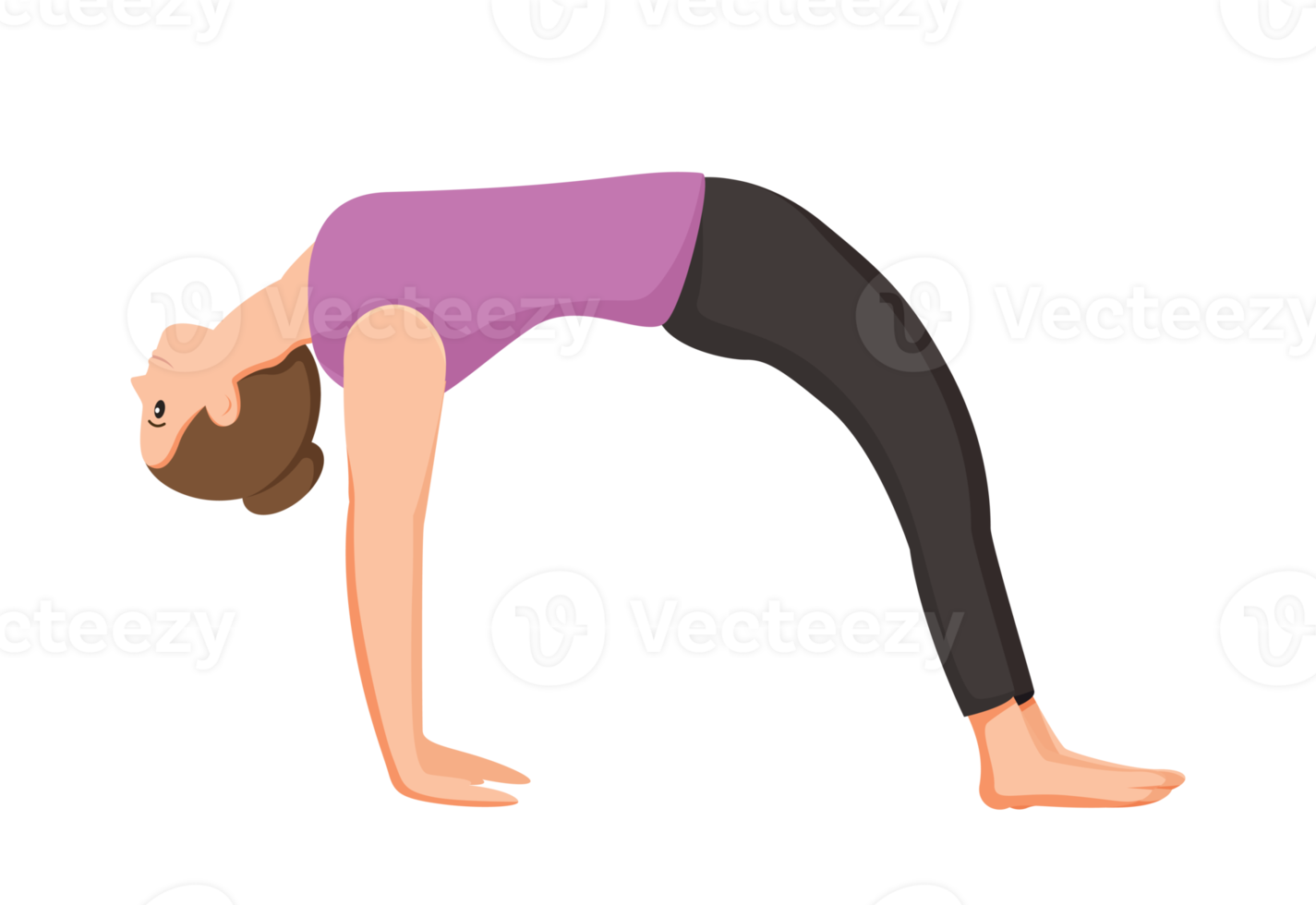 young woman doing yoga poses illustration png