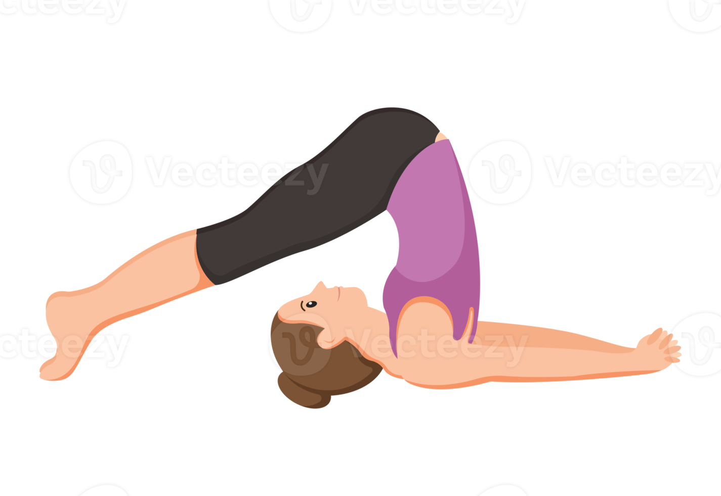 young woman doing yoga poses illustration png