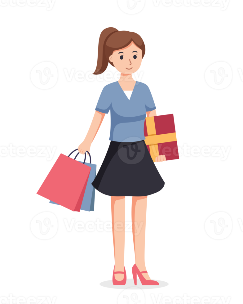 people shopping. People with shopping bags illustration png