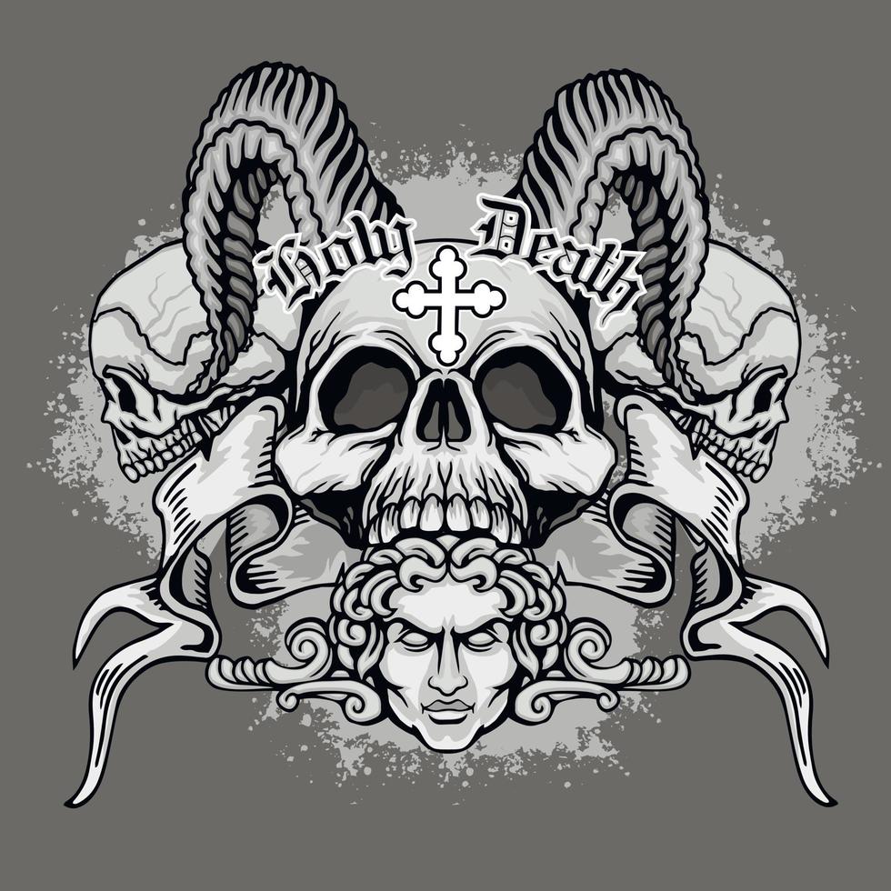 Gothic sign with skull, grunge vintage design t shirts vector