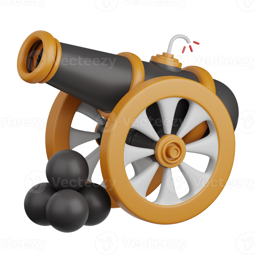 3d rendering islamic cannon isolated useful for muslim, religion, ramadan kareem eid al fitr design png