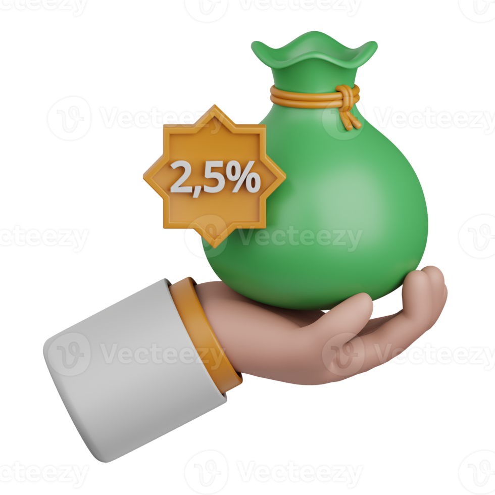 3d representación zakat aislado útil para musulmán, religión, Ramadán kareem eid Alabama fitr diseño elemento png