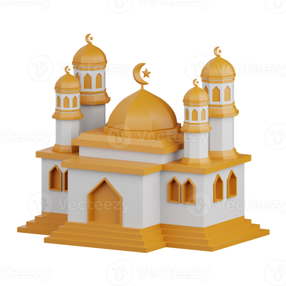 3d rendering mosque isolated useful for muslim, religion, ramadan kareem eid al fitr design element png