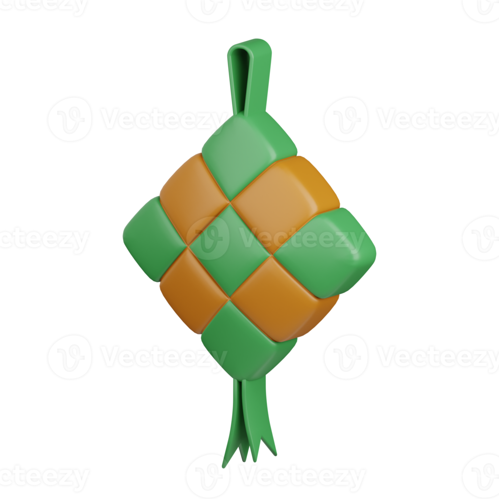 3d rendering ketupat isolated useful for muslim, religion, ramadan kareem eid al fitr design png