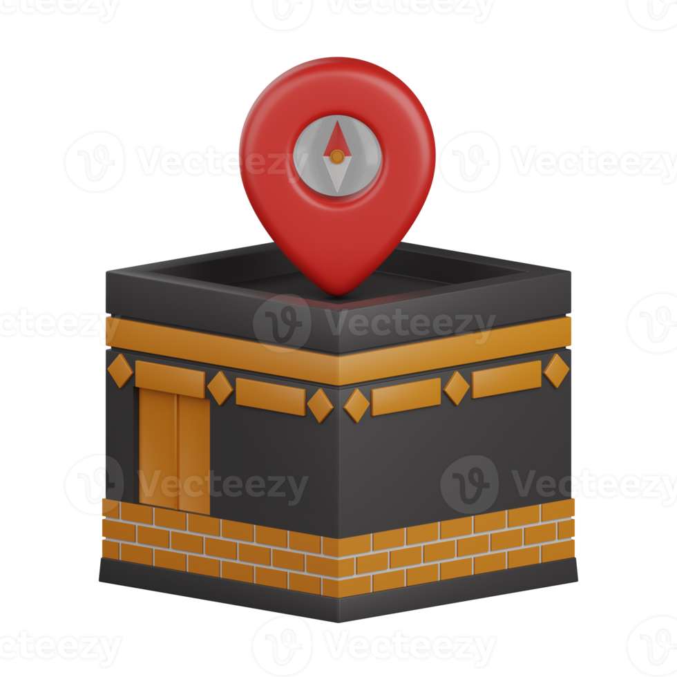 3d rendering qibla isolated useful for muslim, religion, ramadan kareem eid al fitr design element png