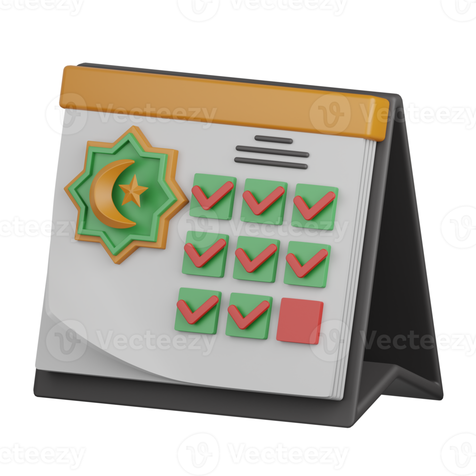3d Renderização Ramadã calendário isolado útil para muçulmano, religião, Ramadã kareem eid al fitr png