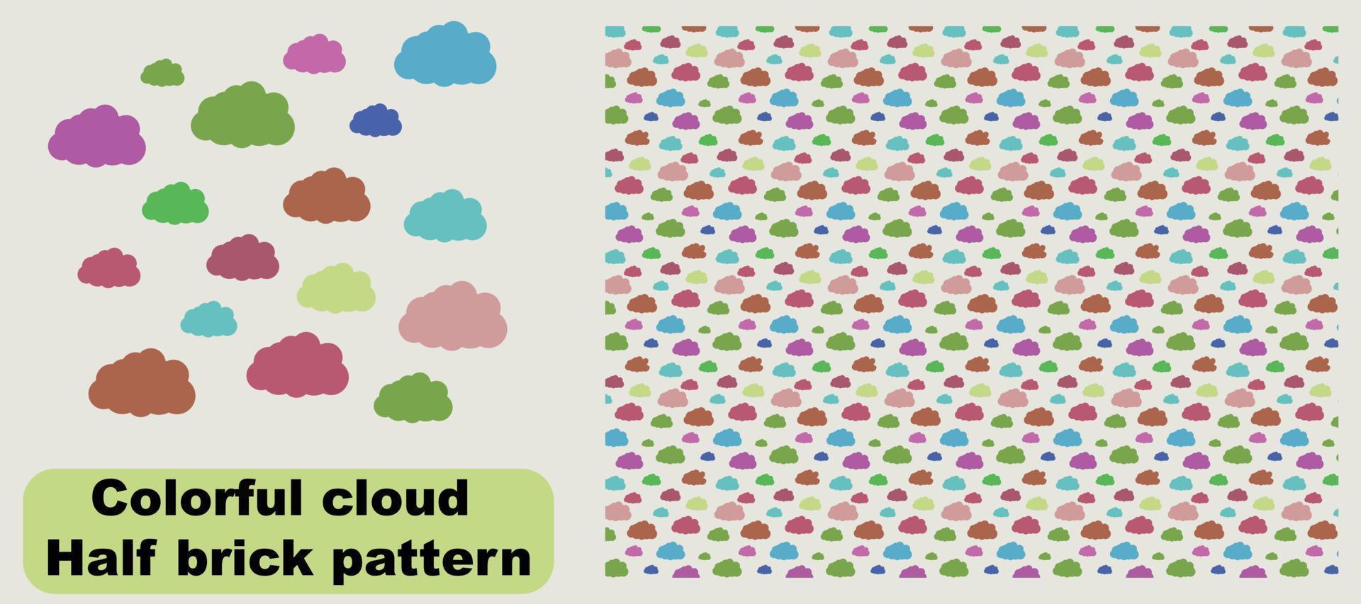 illustrations of children's covers and product packaging, Seamless pattern of colorful cloud shapes vector