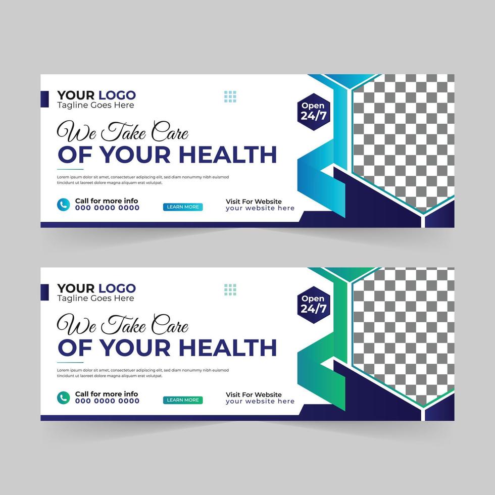 Medical healthcare Facebook covers photos for social media, promotion web banner ads sales, and discount banner vector template Design.
