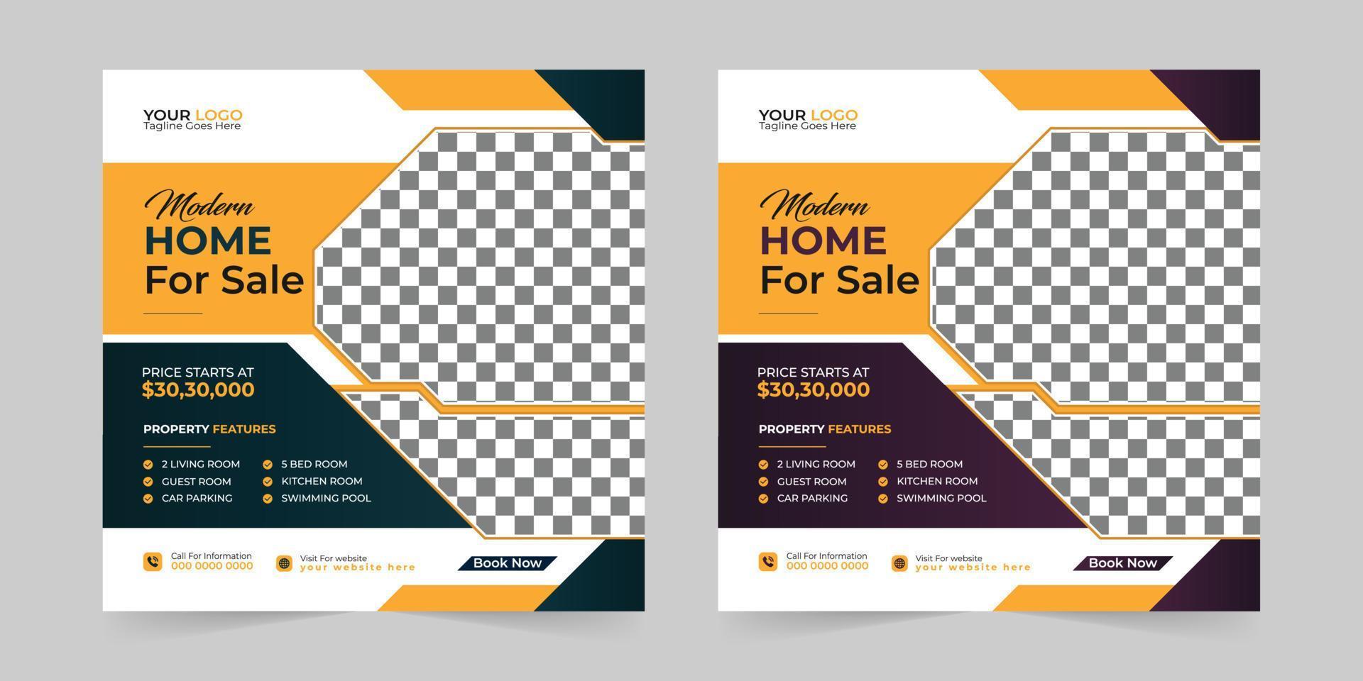 Modern Real estate house sale and home rent advertising square Social media post and promotion ads discount banner vector template design.