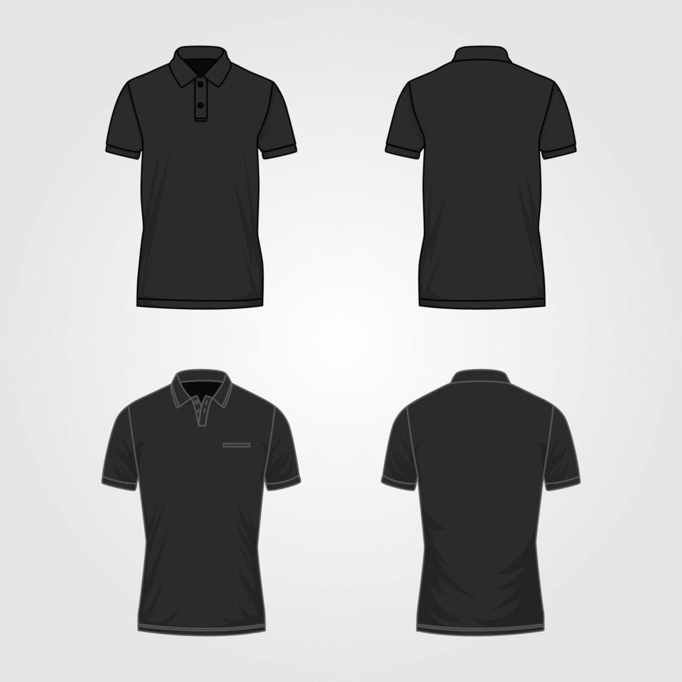 Outline Black Polo Template vector