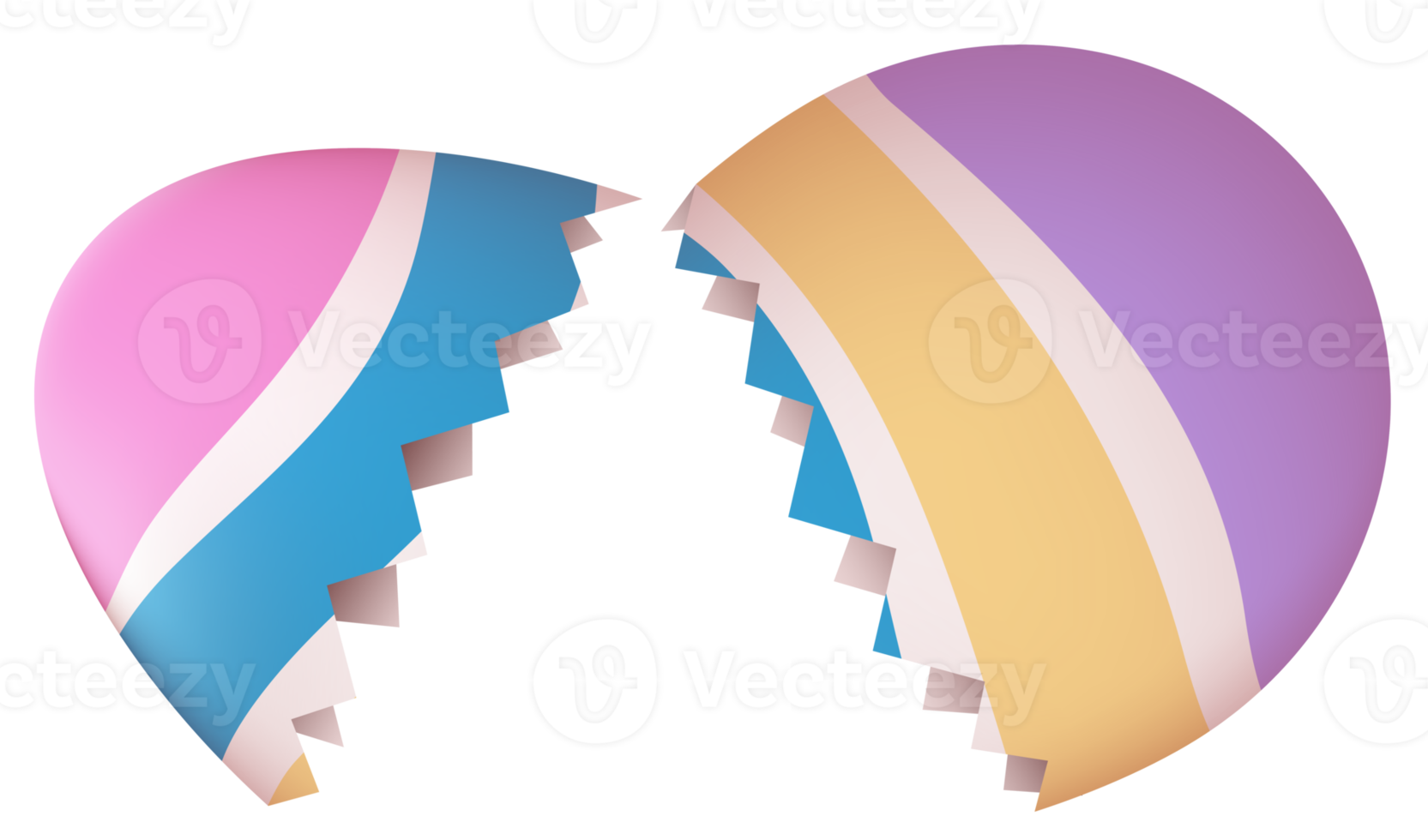 Cracking Easter egg with painted stripes png