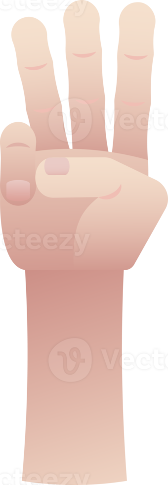 Hand Counting Three On FIngers png