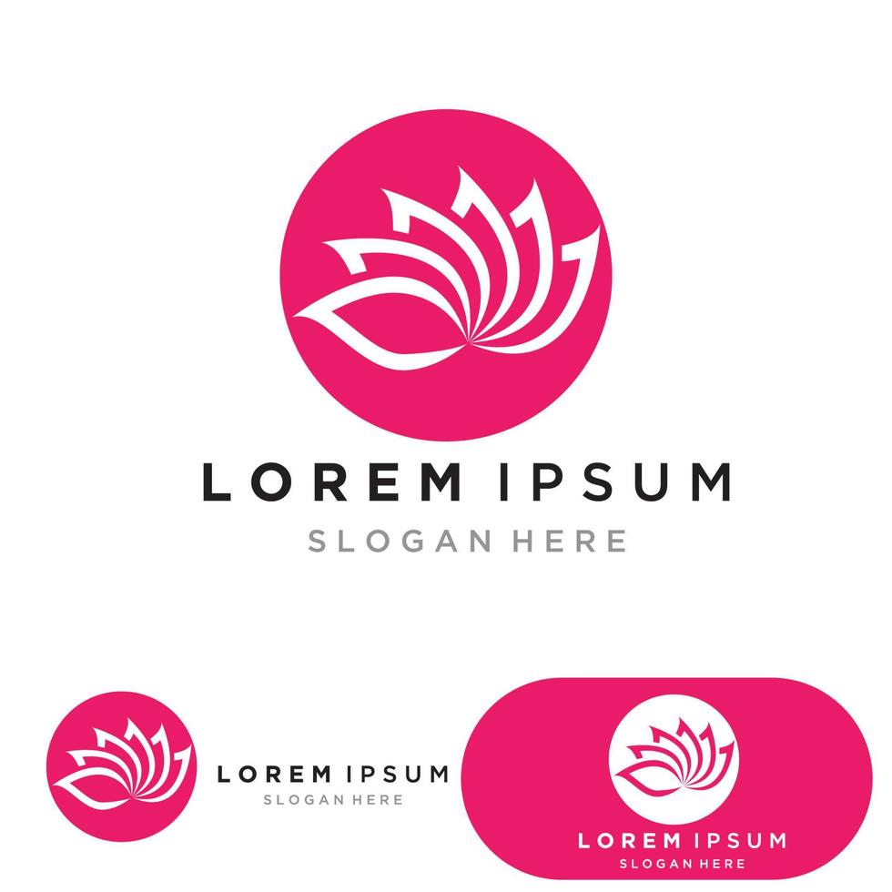 yoga logo design stock. human meditation in lotus flower vector illustration