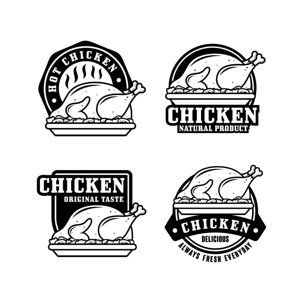 Chicken badge label vector design collection