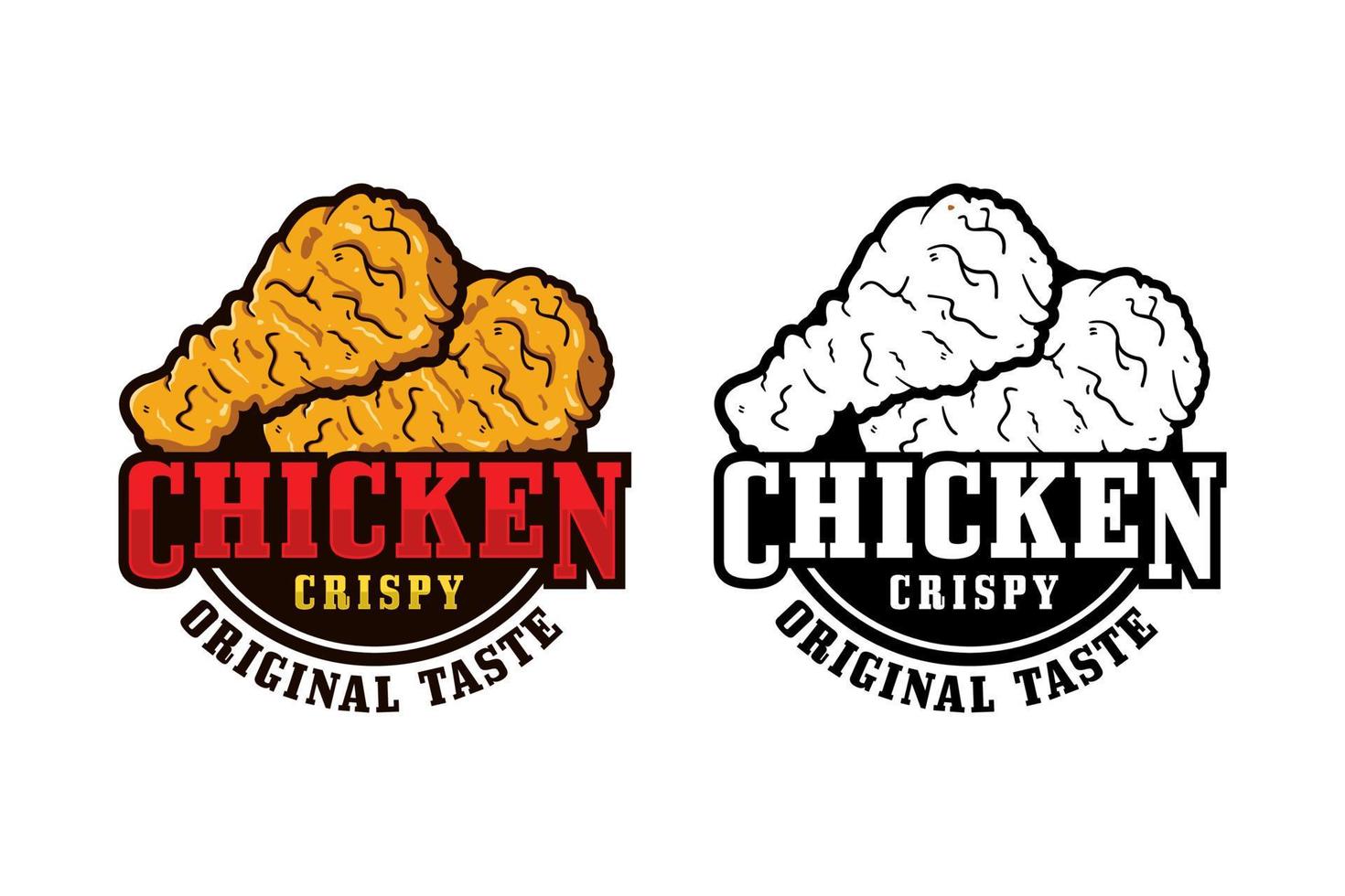 Chicken crispy original taste design logo vector