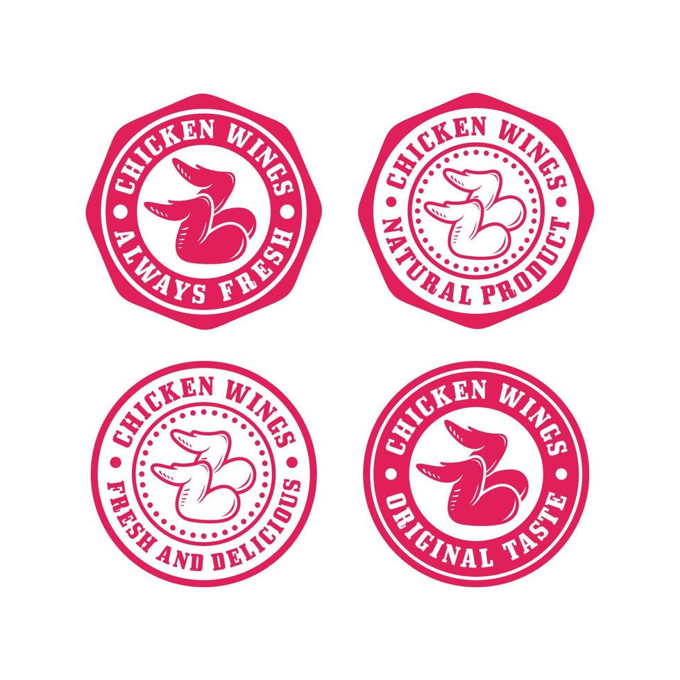 Chicken wings badge stamps label design collection vector