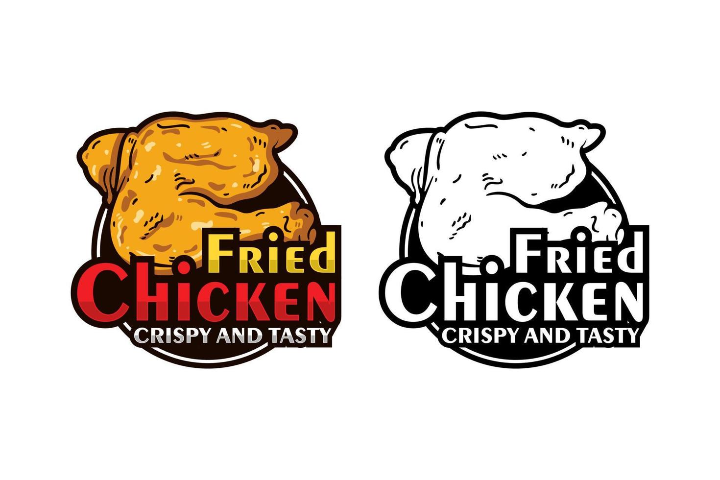 Fried chicken crispy and tasty vector design logos