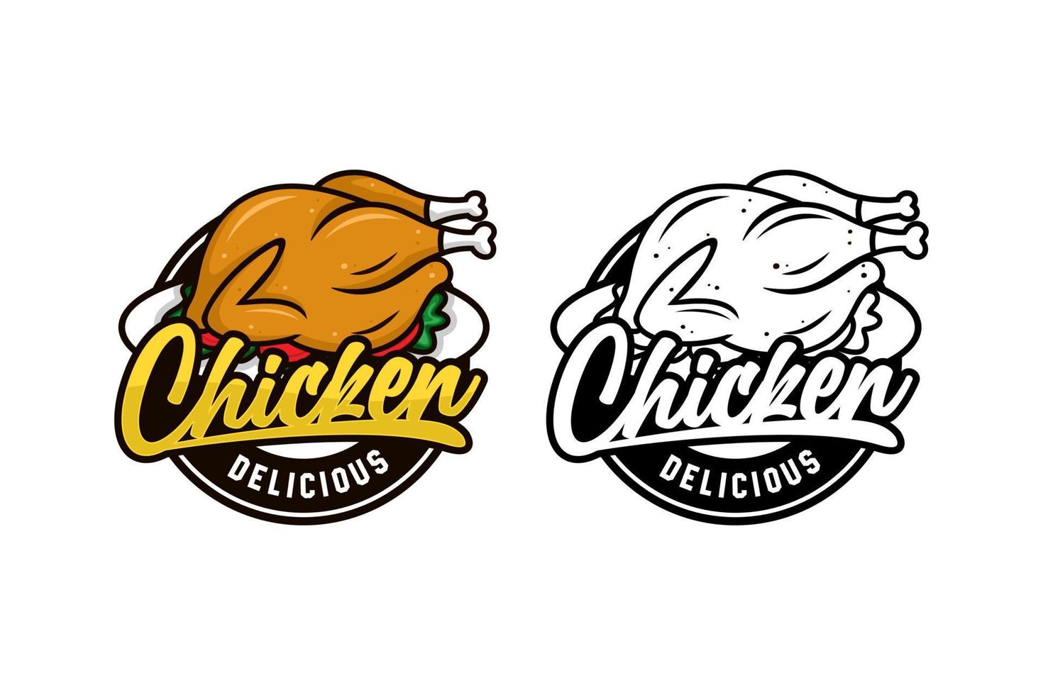 pollo comida delicioso diseño logo colección vector