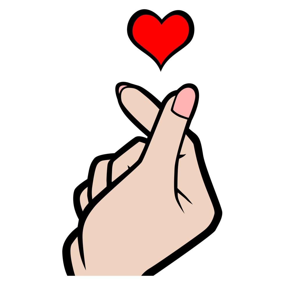Korean Finger Heart Cartoon Vector
