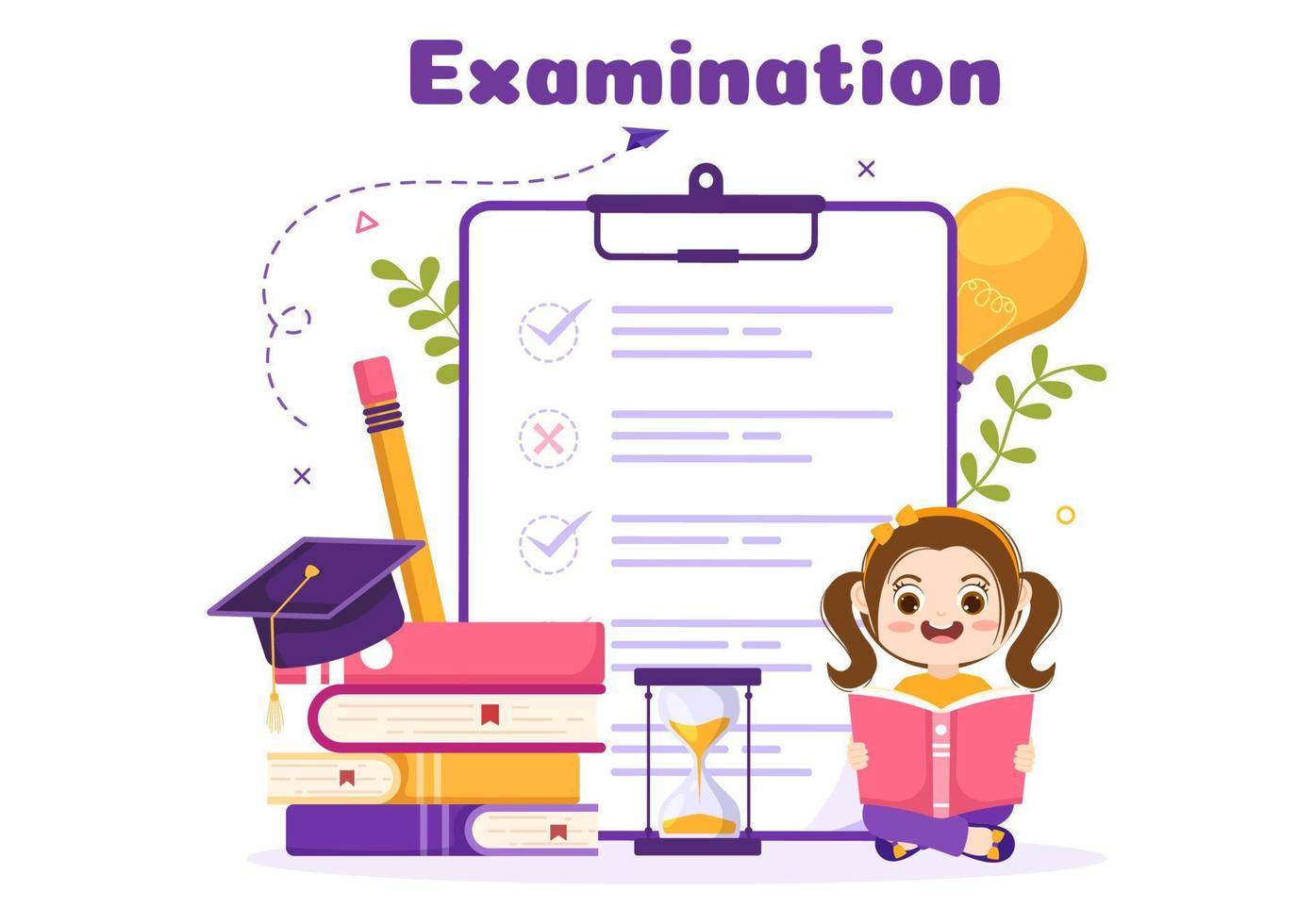 Examination Paper Illustration with Kids, Online Exam, Form, Papers Answers, Survey or Internet Quiz in Cartoon Hand Drawn for Landing Page Templates vector
