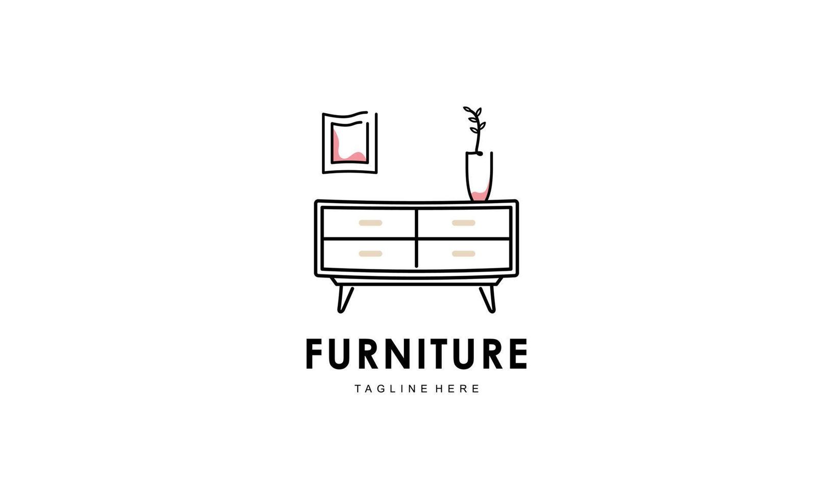 Interior minimalist room, gallery furniture logo design vector