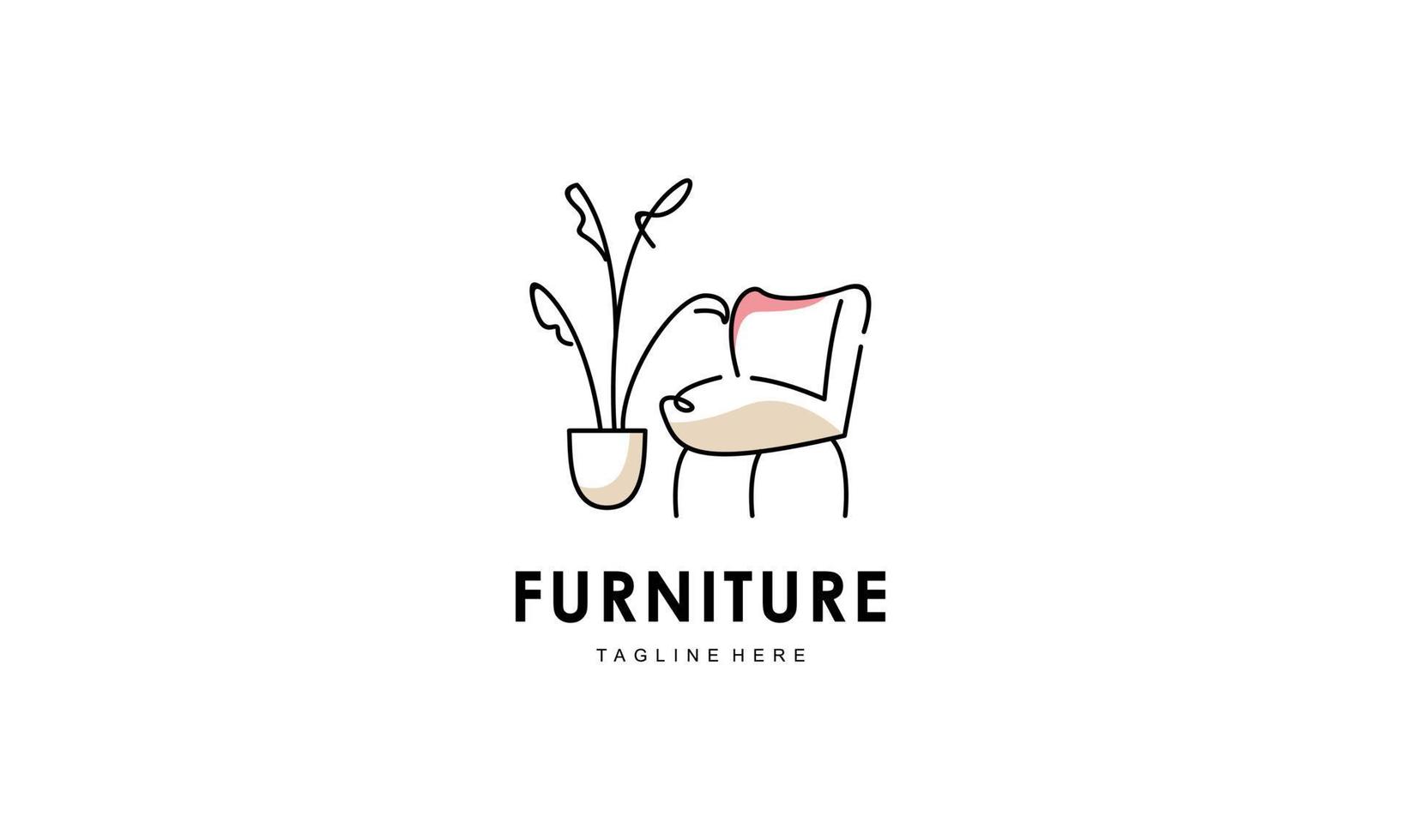 Interior minimalist room, gallery furniture logo design vector