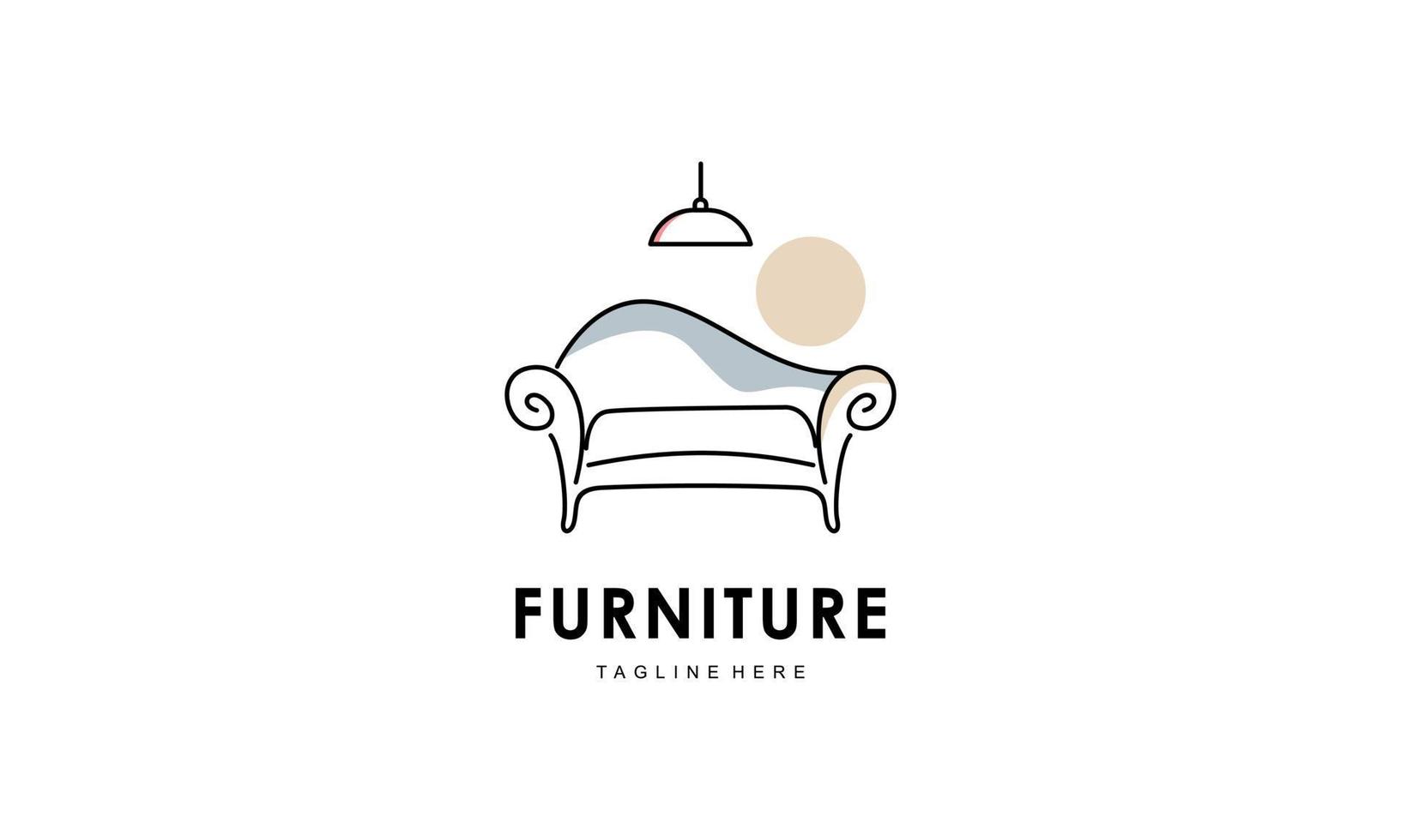 Interior minimalist room, gallery furniture logo design vector
