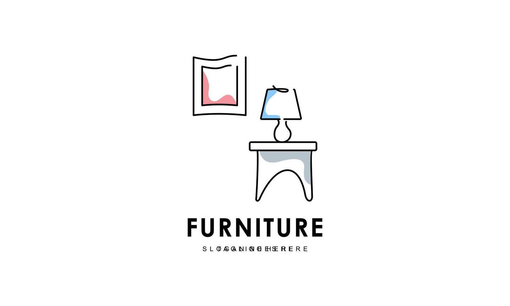 Interior minimalist room, gallery furniture logo design vector