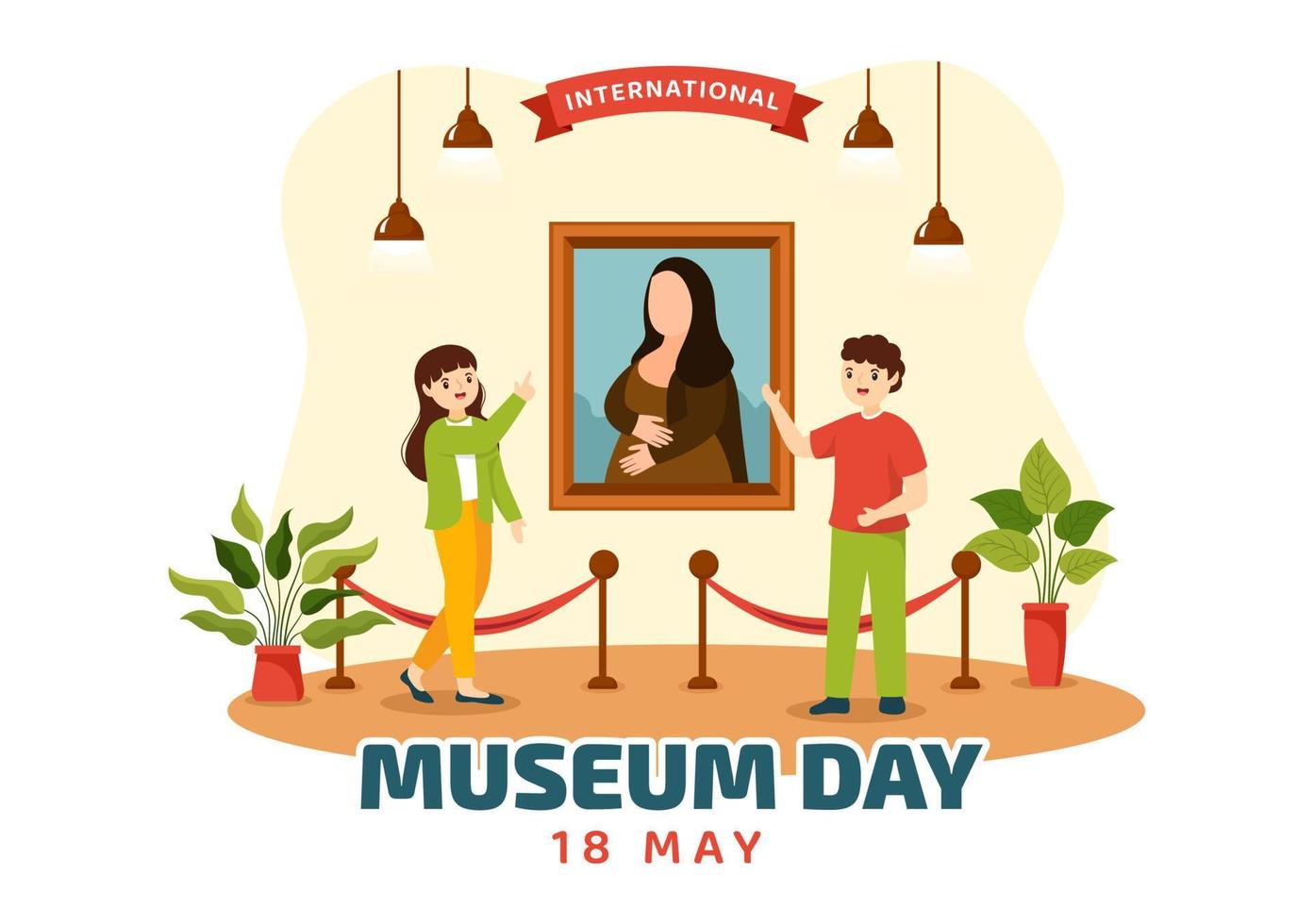 International Museum Day on May 18 Illustration with Building Gallery or Artworks in Flat Cartoon Hand Drawn for Web Banner or Landing Page Templates vector