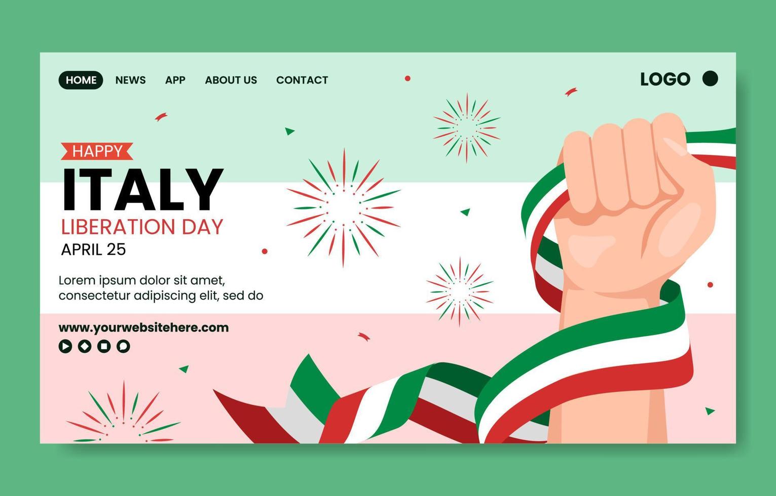 Italy Liberation Day Social Media Landing Page Hand Drawn Template Background Illustration vector