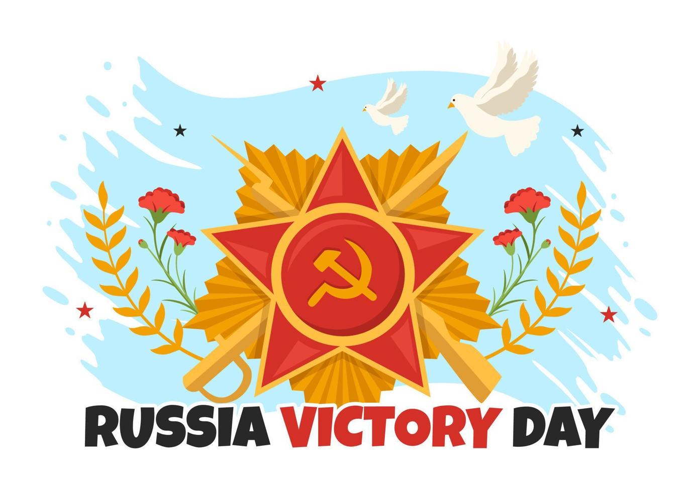 Russian Victory Day on May 9 Illustration with Medal Star Of The Hero and Great Patriotic War in Flat Cartoon Hand Drawn for Landing Page Templates vector