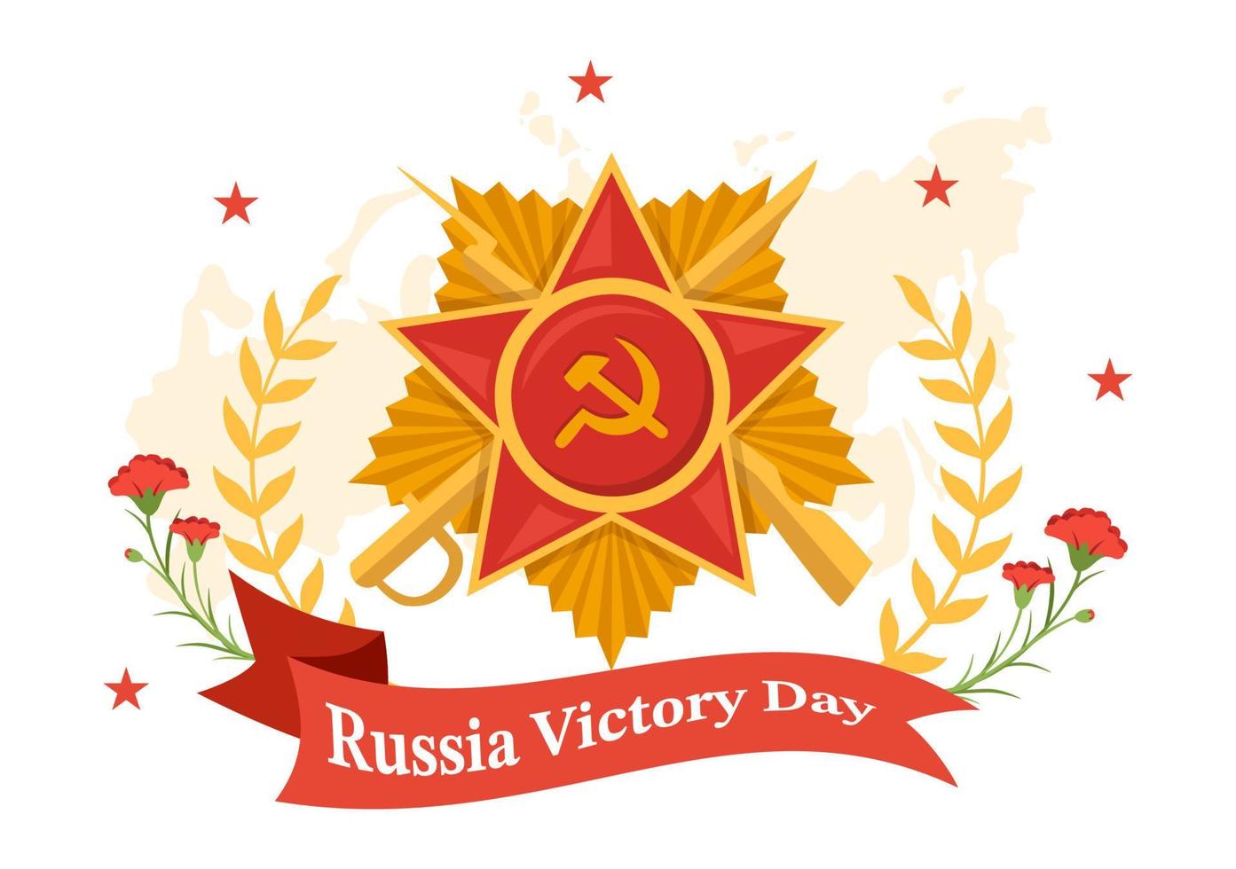 Russian Victory Day on May 9 Illustration with Medal Star Of The Hero and Great Patriotic War in Flat Cartoon Hand Drawn for Landing Page Templates vector