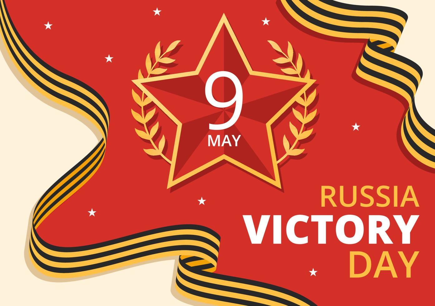 Russian Victory Day on May 9 Illustration with Medal Star Of The Hero and Great Patriotic War in Flat Cartoon Hand Drawn for Landing Page Templates vector
