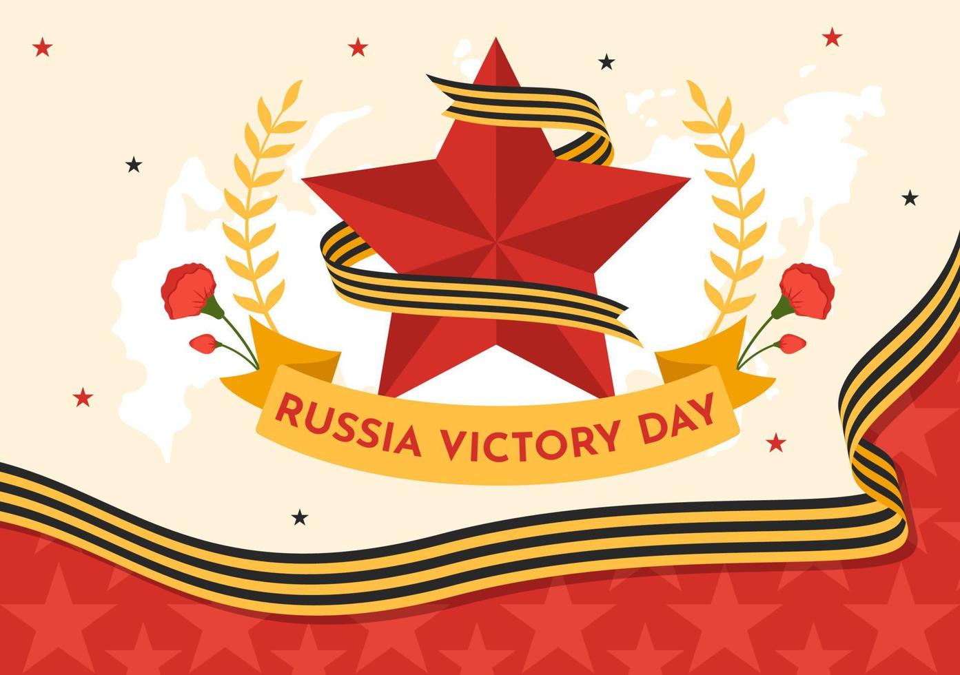 Russian Victory Day on May 9 Illustration with Medal Star Of The Hero and Great Patriotic War in Flat Cartoon Hand Drawn for Landing Page Templates vector
