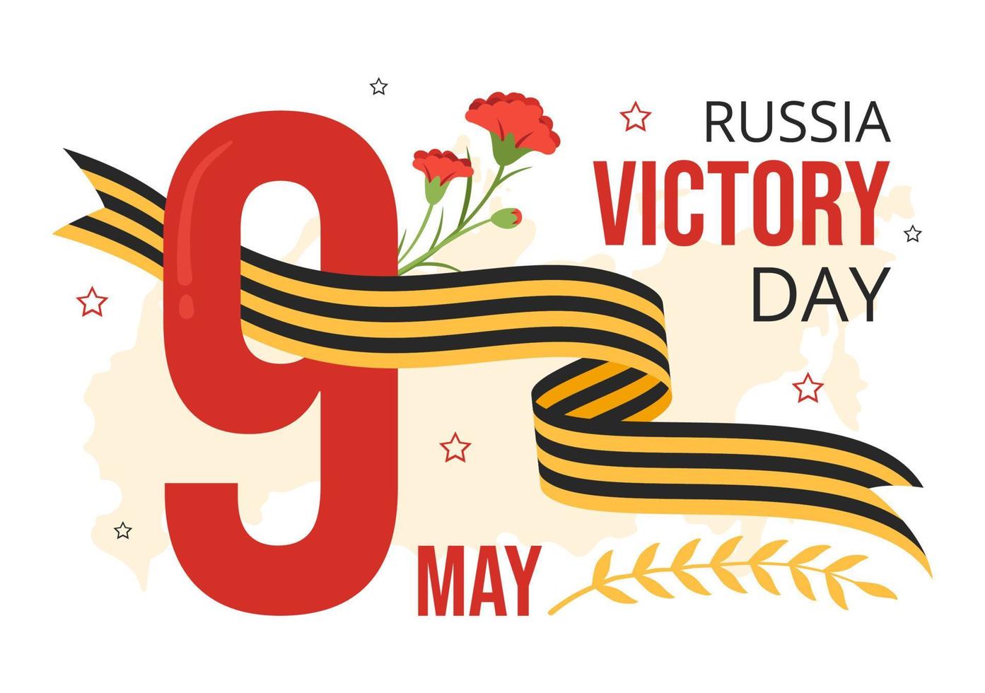 ruso victoria día en mayo 9 9 ilustración con medalla estrella de el héroe y genial patriótico guerra en plano dibujos animados mano dibujado para aterrizaje página plantillas vector