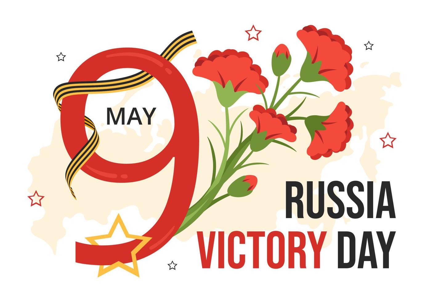 Russian Victory Day on May 9 Illustration with Medal Star Of The Hero and Great Patriotic War in Flat Cartoon Hand Drawn for Landing Page Templates vector