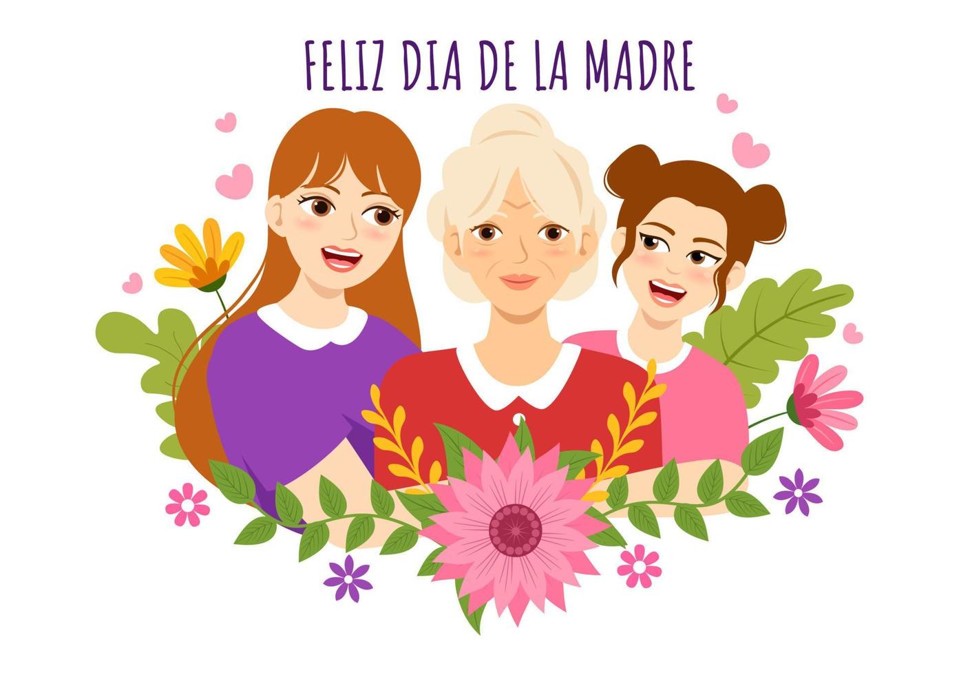 Feliz Dia De La Madre Illustration with Celebrating Happy Mother Day and Cute Kids in Flat Cartoon Hand Drawn for Web Banner or Landing Page Templates vector