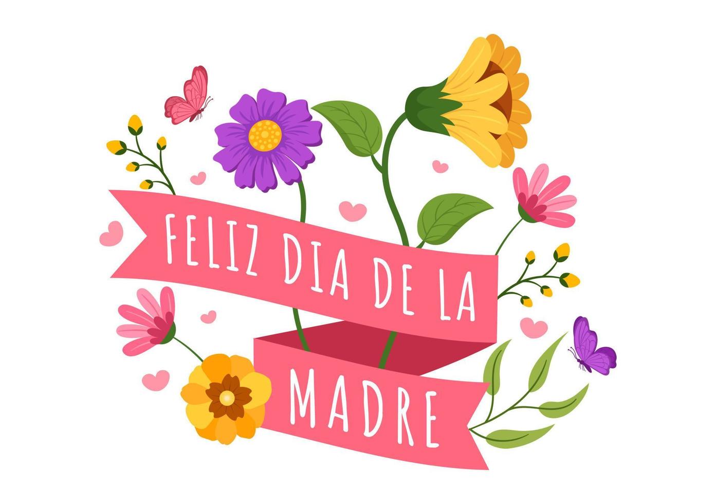 Feliz Dia De La Madre Illustration with Celebrating Happy Mother Day and Cute Kids in Flat Cartoon Hand Drawn for Web Banner or Landing Page Templates vector