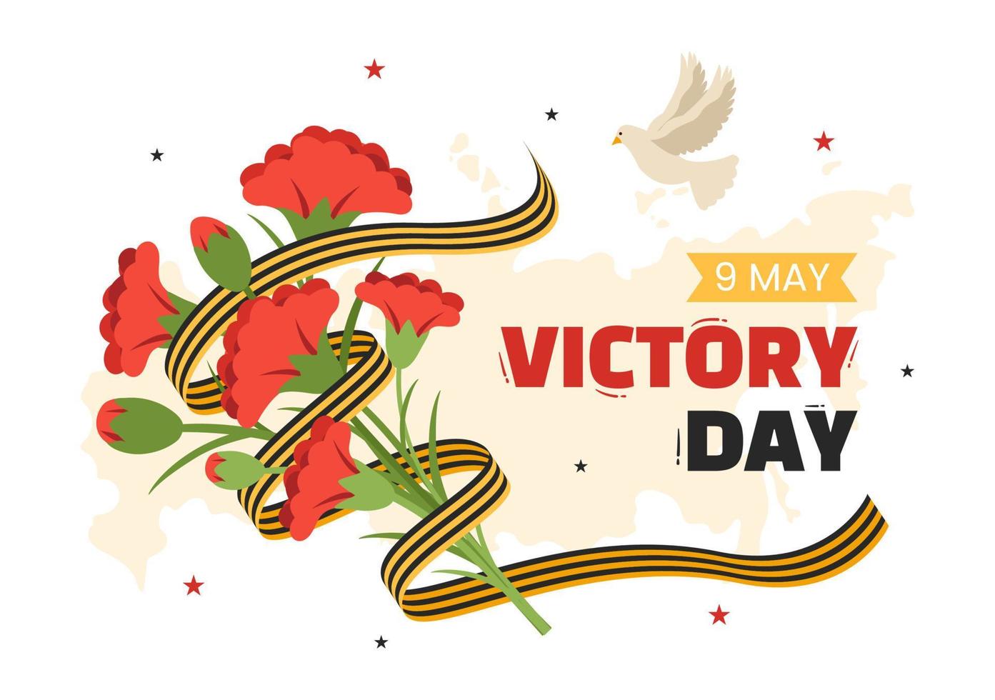 Russian Victory Day on May 9 Illustration with Medal Star Of The Hero and Great Patriotic War in Flat Cartoon Hand Drawn for Landing Page Templates vector