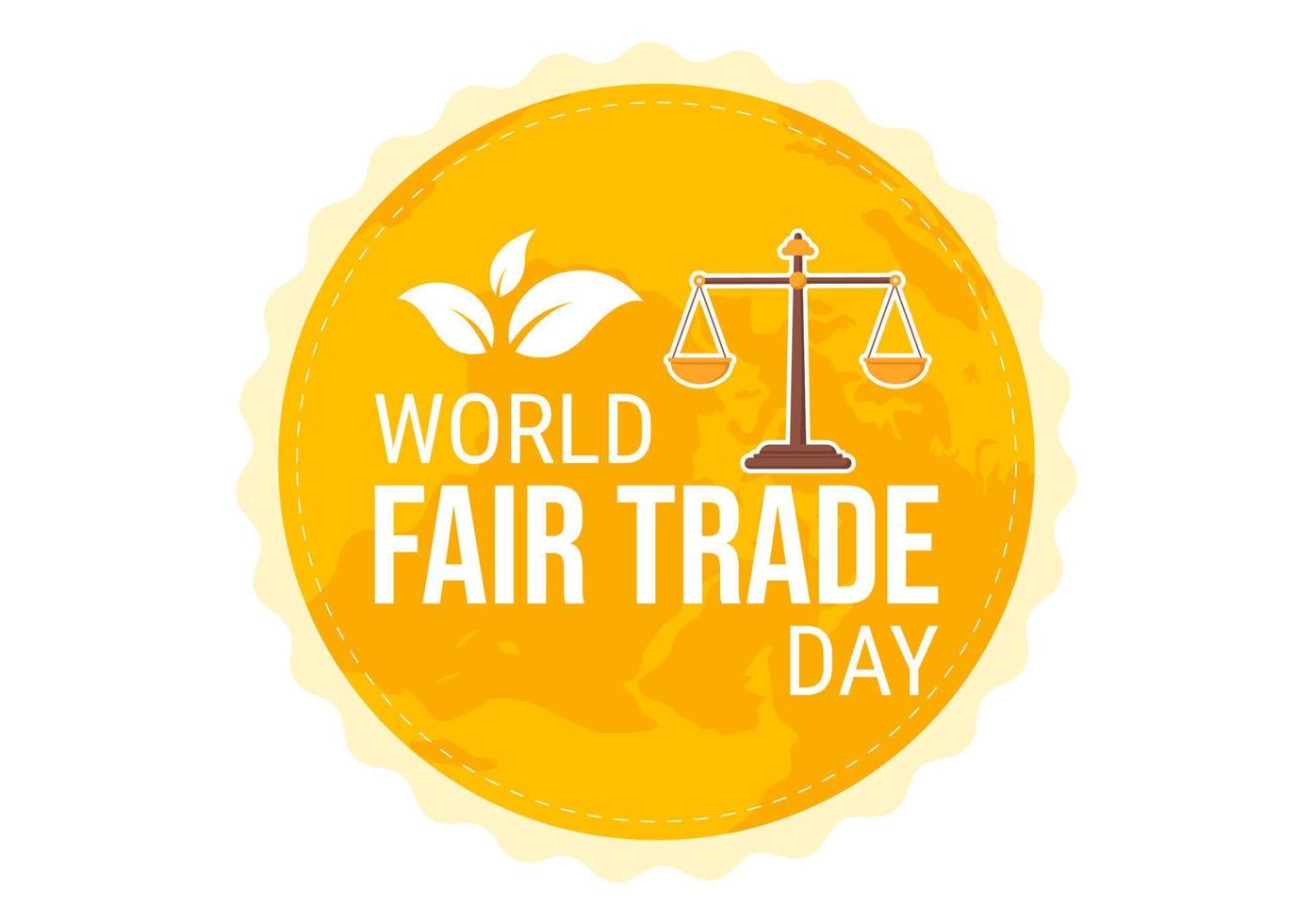 World Fair Trade Day Illustration with Scales Digitally, Climate Justice and Planet Economic in Flat Cartoon Hand Drawn for Landing Page Templates vector