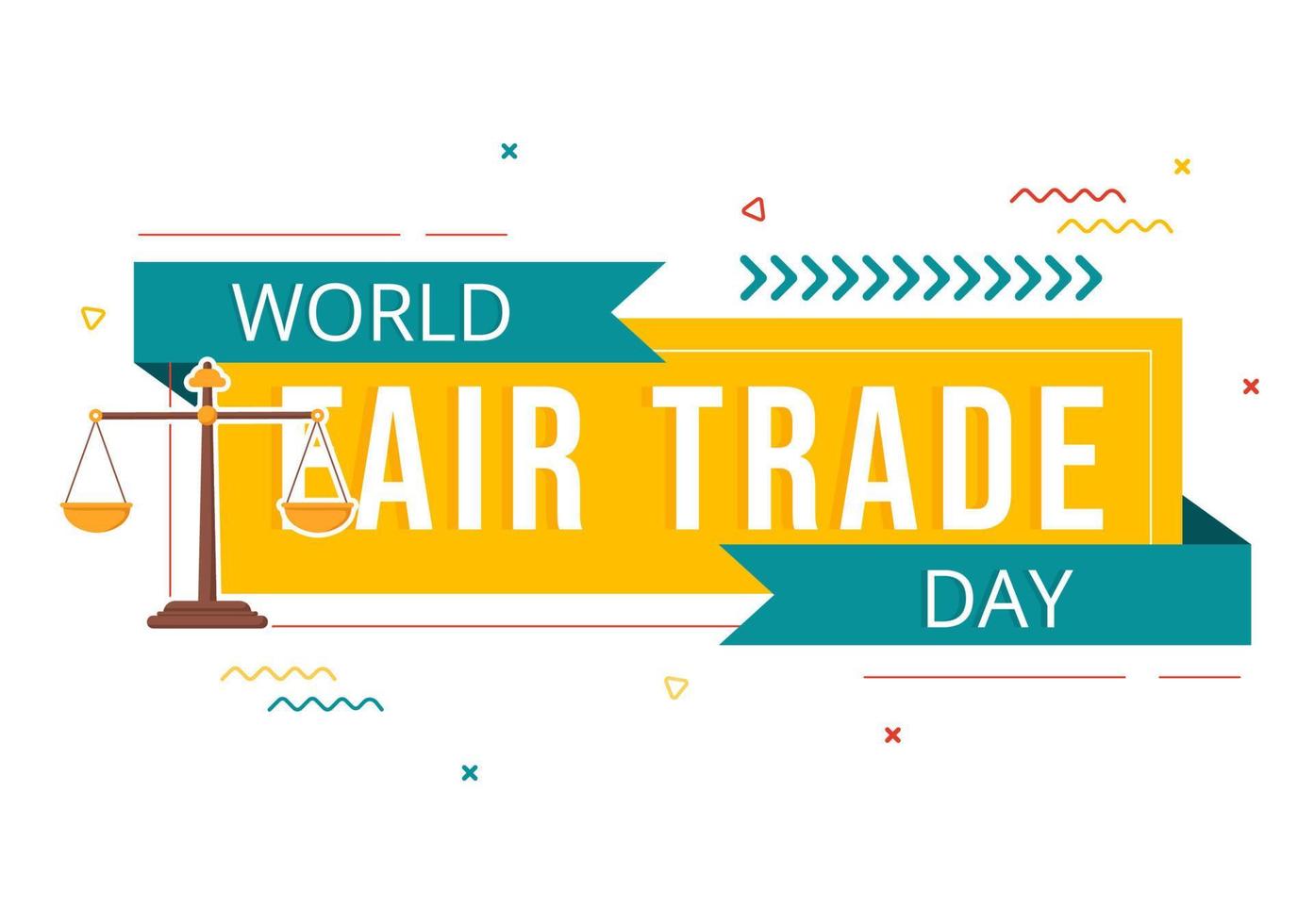 World Fair Trade Day Illustration with Scales Digitally, Climate Justice and Planet Economic in Flat Cartoon Hand Drawn for Landing Page Templates vector