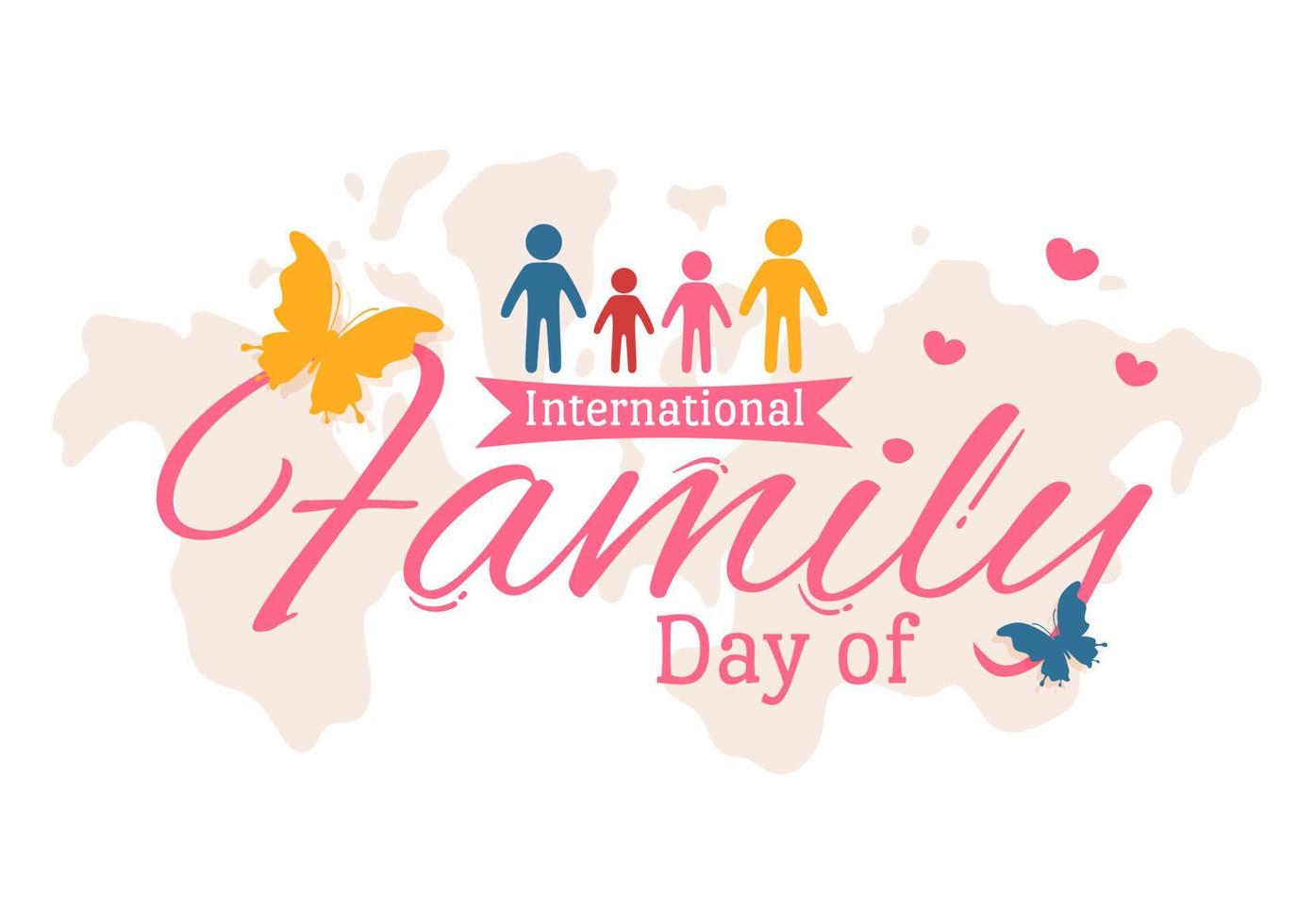 International Day of Family Illustration with Kids, Father and Mother for Web Banner or Landing Page in Flat Cartoon Hand Drawn Templates vector
