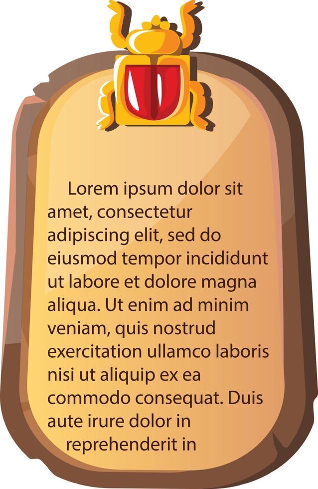 Stone board, clay tablet and Egyptian hieroglyphs vector