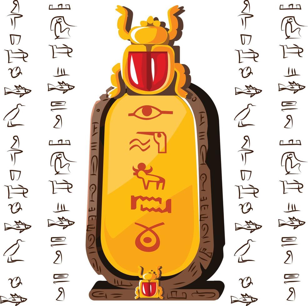 Stone board, clay tablet and Egyptian hieroglyphs vector