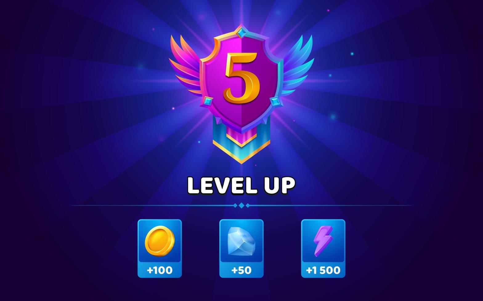 Level up banner with shield and bonus for game ui 21493243 Vector Art at Vecteezy